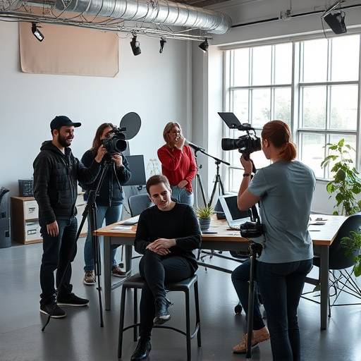 Team photo of Luminous Lens Studios, showing a diverse group of videographers and editors working collaboratively